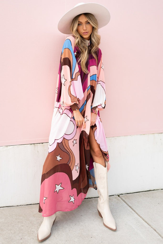 Can You Imagine Berry Multi Print Maxi Dress | Red Dress 