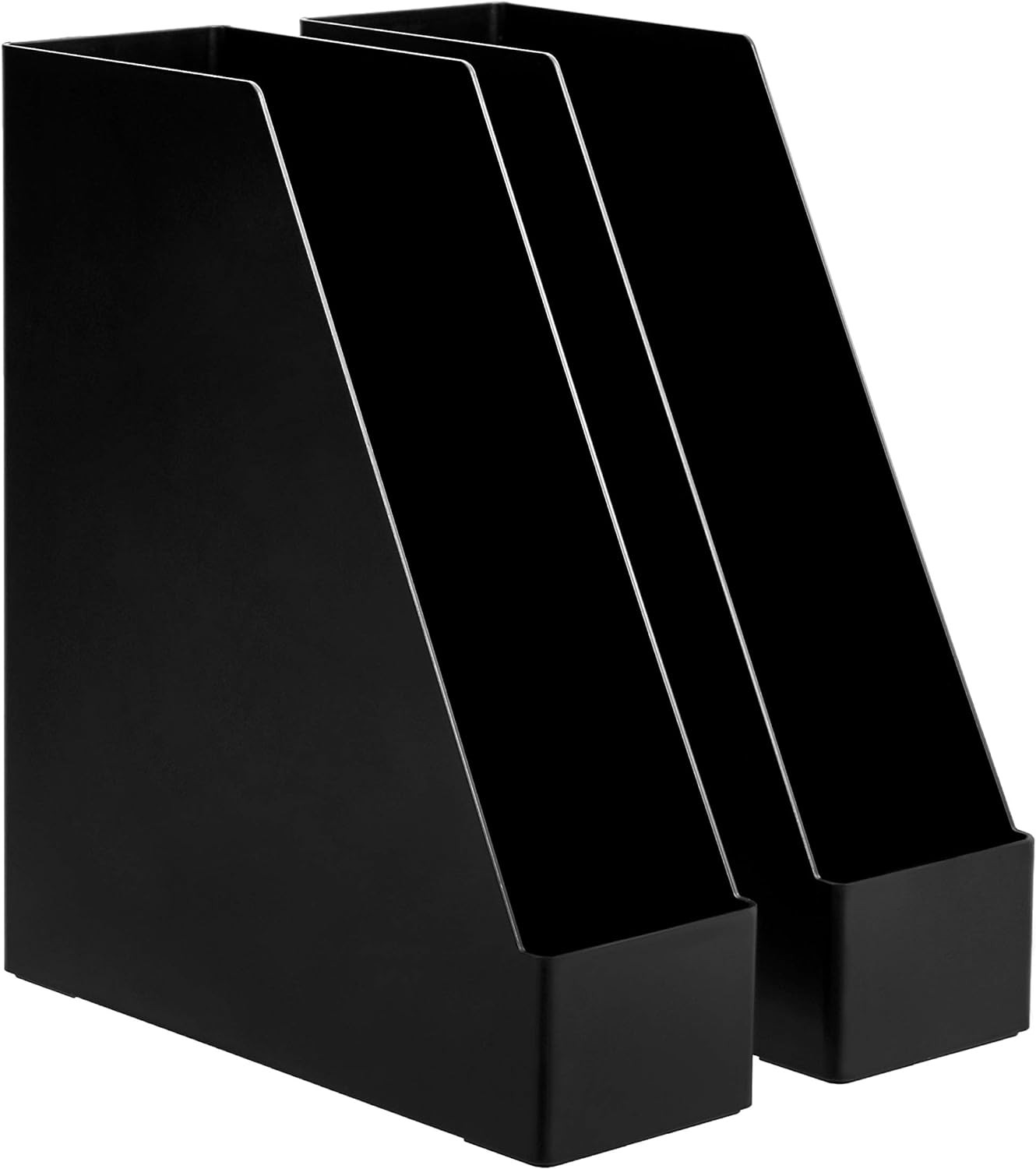 Amazon Basics Plastic Desk Organizer - Magazine Rack, Black, 2-Pack | Amazon (US)