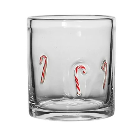 Christmas Icon Glass Cups 14oz Candy Cane Drinking Glassware Stemless Double Old Fashioned Blown Cups for Women Friends Lovely Christmas Gifts | Walmart (US)