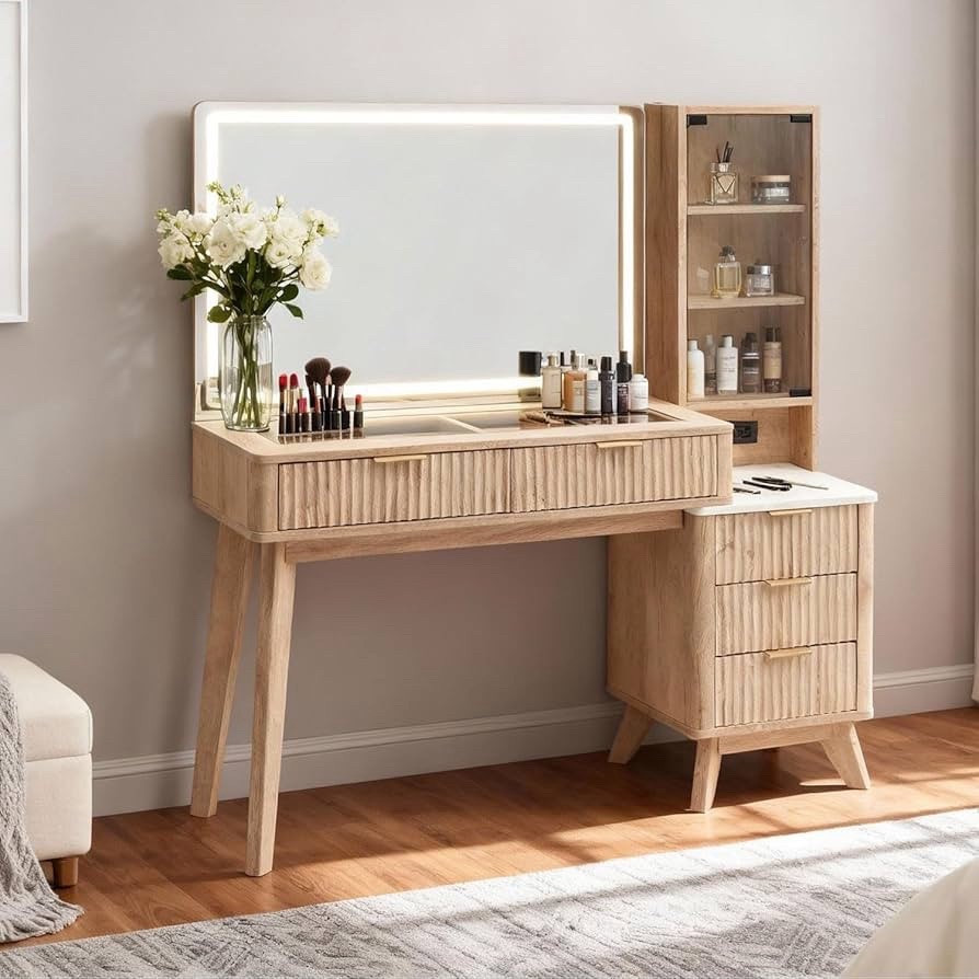 The cutest vanity desk with storage! Makeup, bedroom, makeup room, content room, vanity, storage 

#LTKHome #LTKGiftGuide #LTKHoliday