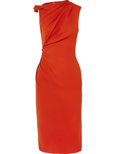 Narciso Rodriguez - Gathered Silk Midi Dress - Orange | NET-A-PORTER (US)