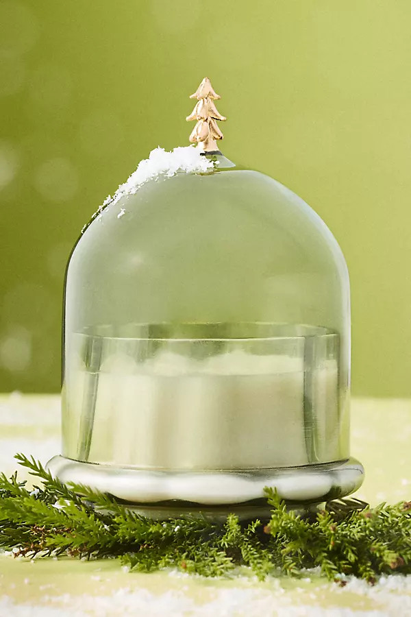 Christmas Tree Woody Fresh Balsam & Cedarwood Glass Cloche Candle | Anthropologie (US)