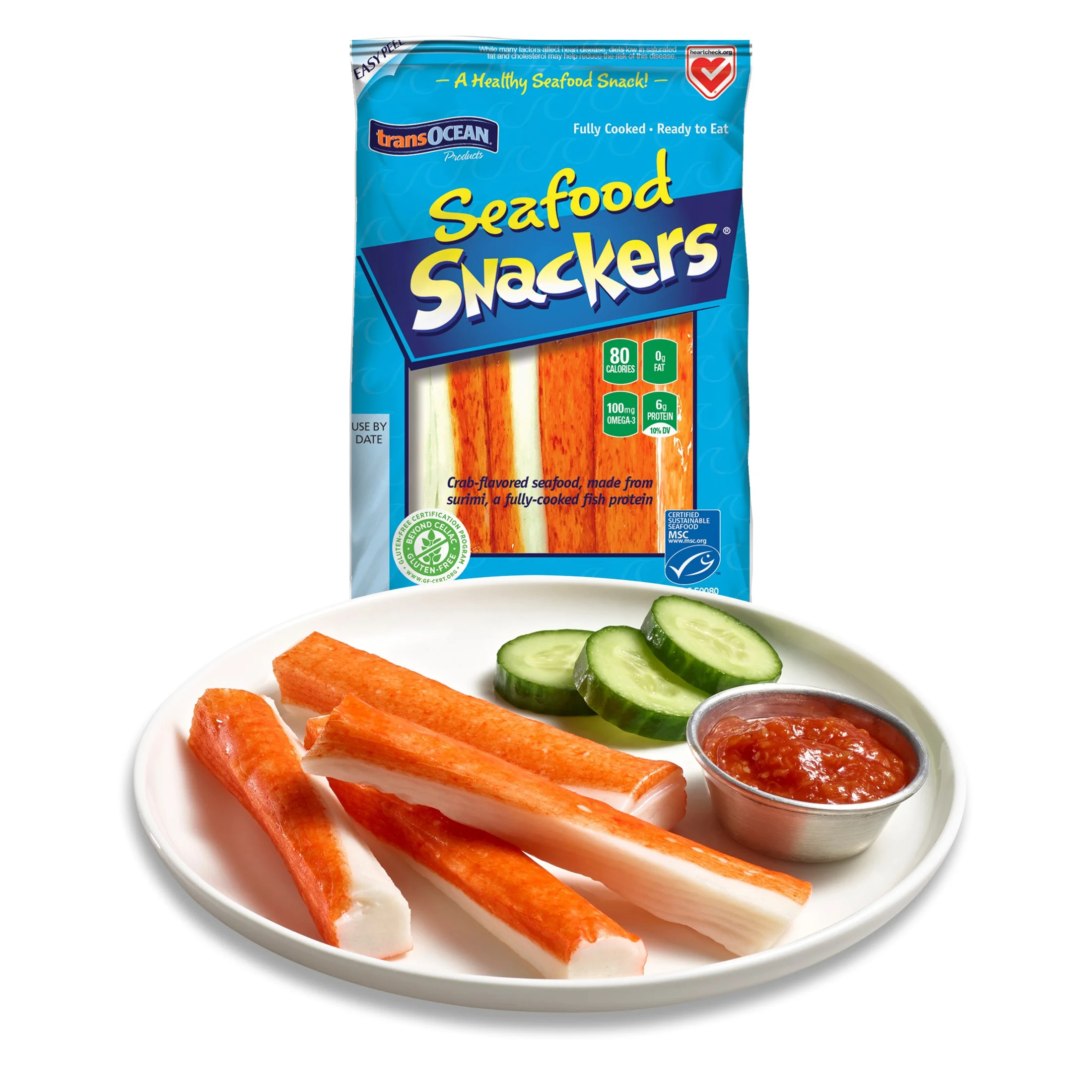 TransOcean Seafood Snackers Imitation Crab, Stick Style, 3 oz Plastic Bag, Gluten-Free, Fully Coo... | Walmart (US)