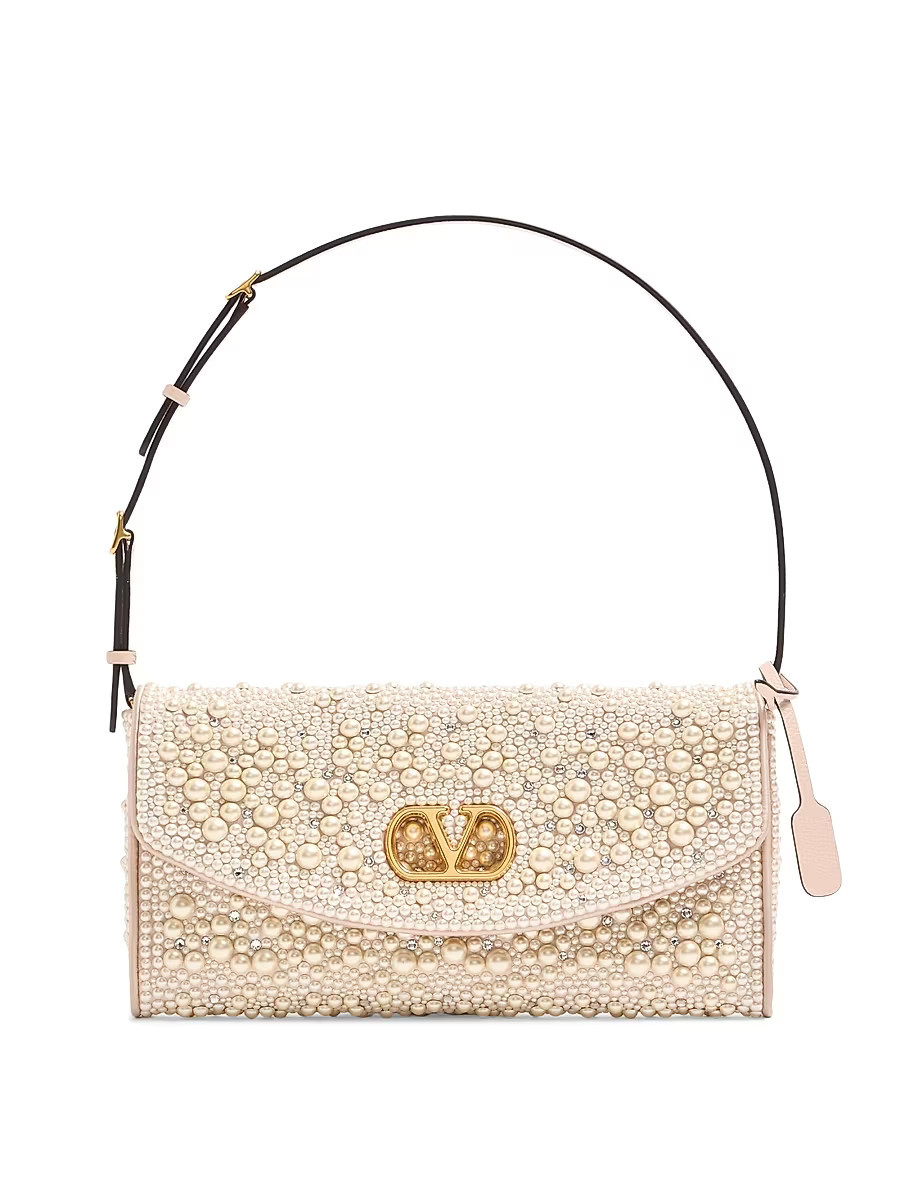 Women's DeVain Small Shoulder Bag with Pearls and Rhinestones - Cream | Saks Fifth Avenue