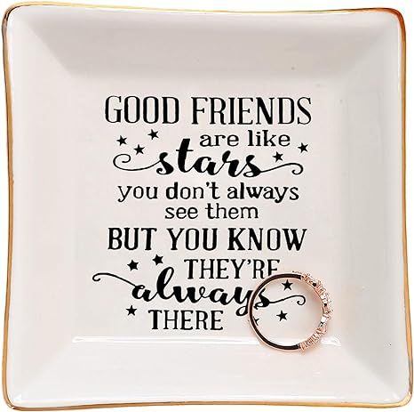 HOME SMILE Good Friends Bestie Gifts for Her Ring Trinket Dish-Good Friends are Like Stars - You ... | Amazon (US)