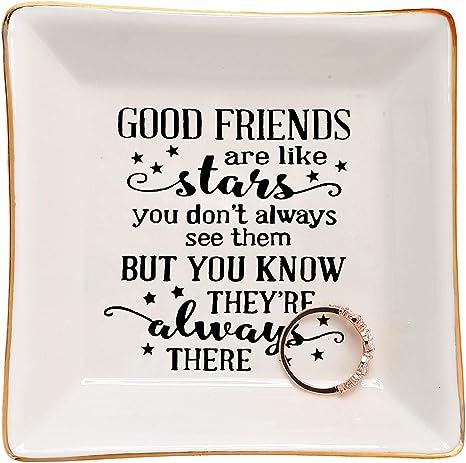 HOME SMILE Good Friends Bestie Gifts for Her Ring Trinket Dish-Good Friends are Like Stars - You ... | Amazon (US)