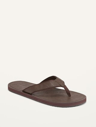 Faux-Leather Flip-Flop Sandals for Men | Old Navy (US)