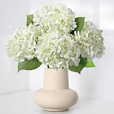 Waipfaru 4Pcs Hydrangea Artificial Flowers,20" Faux Hydrangea Flower with Stems,Full Latex Real Touch Hydrangea Flowers for Office Home Party Wedding Decor(White) | Walmart (US)