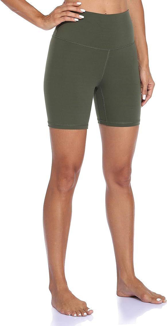 YUNOGA Women's High Waisted Yoga Short 6" Inseam Workout Athletic Biker Shorts | Amazon (US)