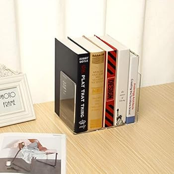 CY craft 4 Pieces Bookends,Clear Acrylic Bookends for Shelves,Heavy Duty Book Ends and Desktop Or... | Amazon (US)