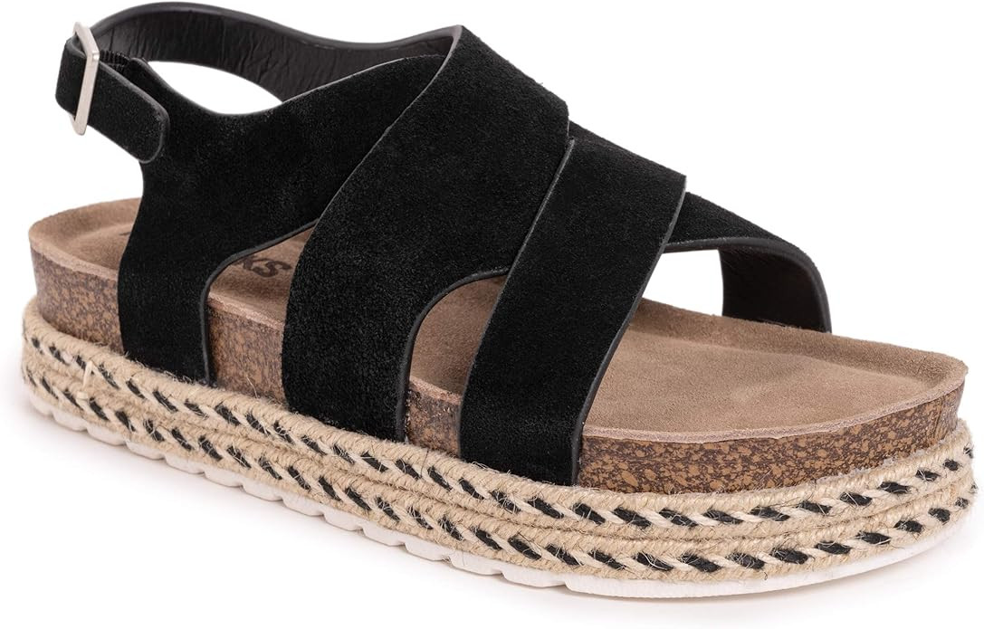 MUK LUKS Women's Beach Bingo Sandal-Navy Wedge | Amazon (US)