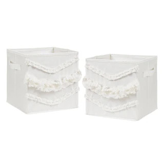 Ivory Boho Bohemian Collection Foldable Fabric Storage Bins - Gender Neutral Off White Farmhouse ... | Bed Bath & Beyond