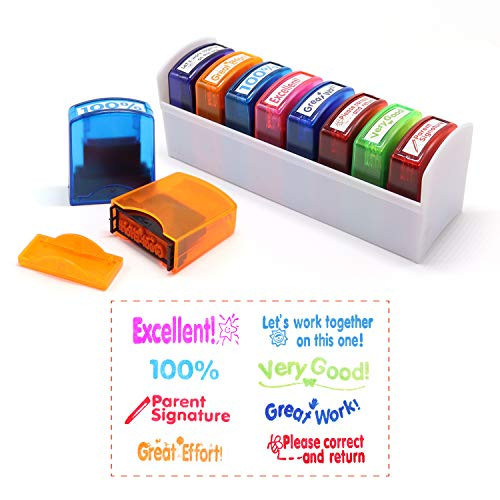 RELIANCER 8PCS Teacher Stamp Set,Colorful Self-Inking Motivational Classroom Stamper for Grading,Encouraging Rating Stamp Student,Parent Signature Stamps for Homework,School Homeschool Reward Supplies | Amazon (US)