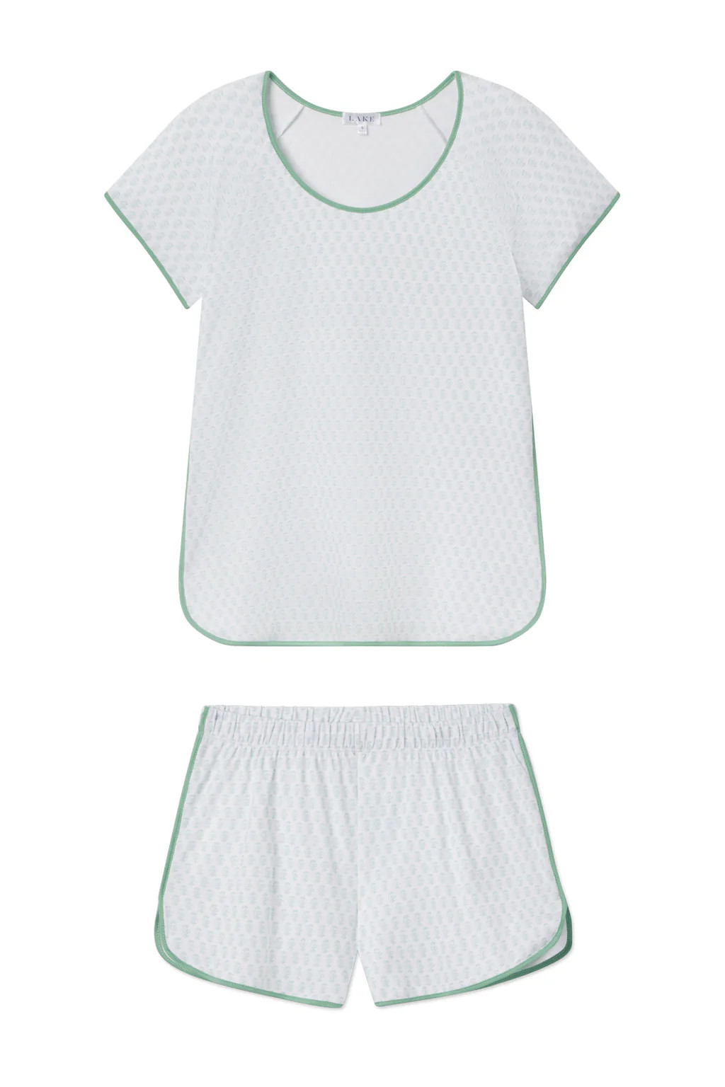 Pima Shorts Set in Boxwood Blockprint | Lake Pajamas