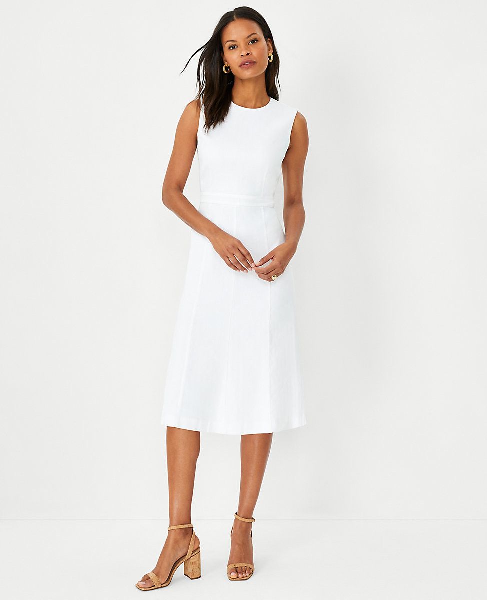 The Crew Neck Flare Dress in Linen Blend | Ann Taylor (US)