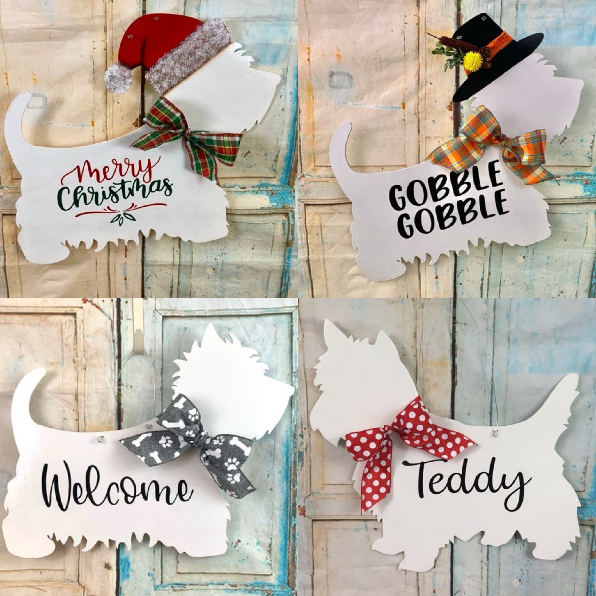 Westies for the front door.. go holiday specific or get a personalized one or even just plain - you can also get it unpainted. Fun all alone or stick it inside a larger wreath. Other breeds avail.. Scottie, Lab, Labradoodle, and moree

#LTKHoliday #LTKSeasonal #LTKHome