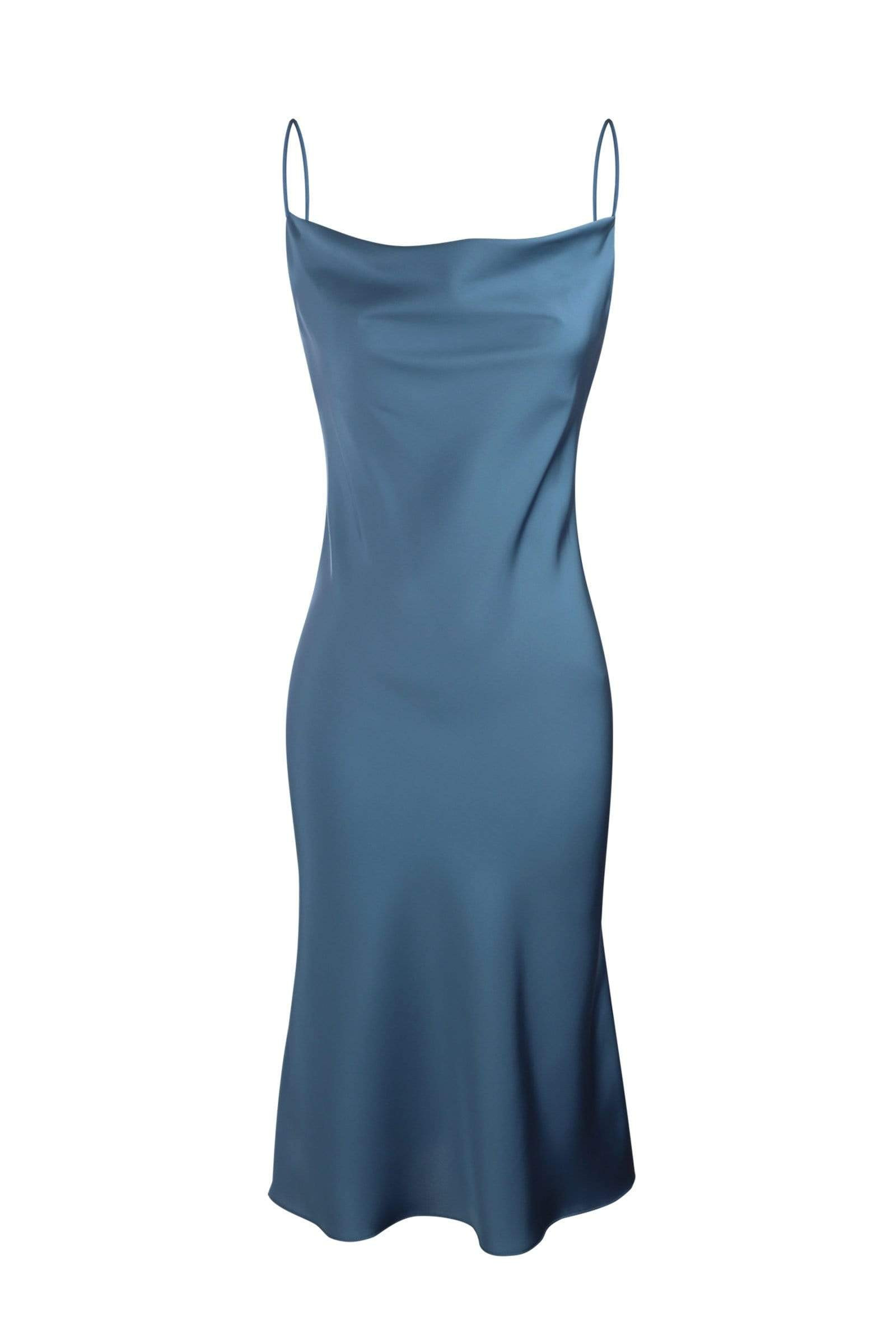 Aurelie Blue Midi Slip Dress | J.ING