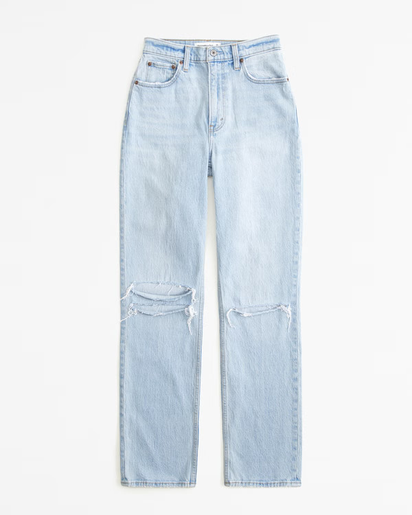 Women's Curve Love Ultra High Rise 90s Straight Jean | Women's Clearance | Abercrombie.com | Abercrombie & Fitch (US)