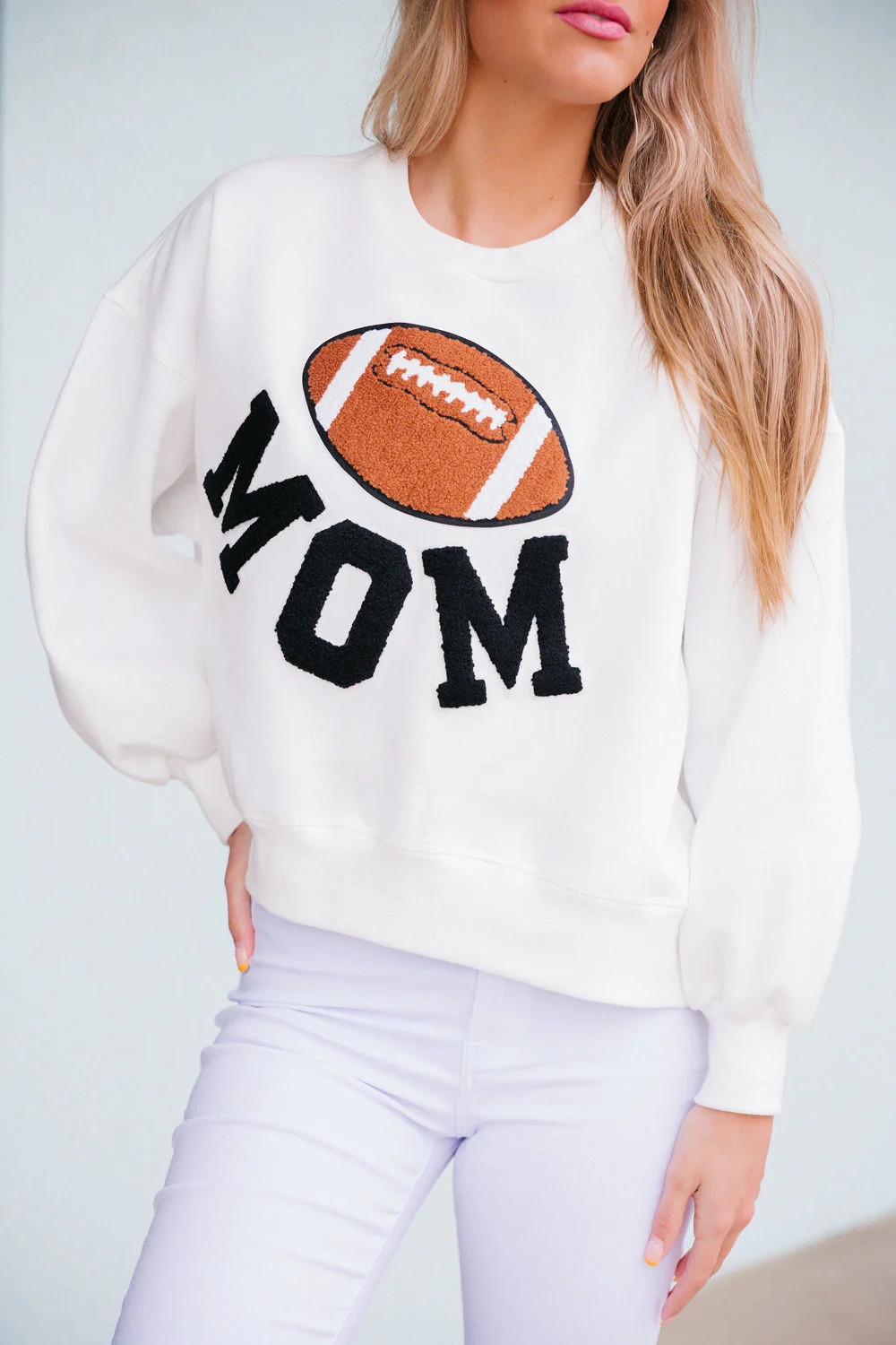 PREORDER - FOOTBALL MOM WHITE PULLOVER | Judith March