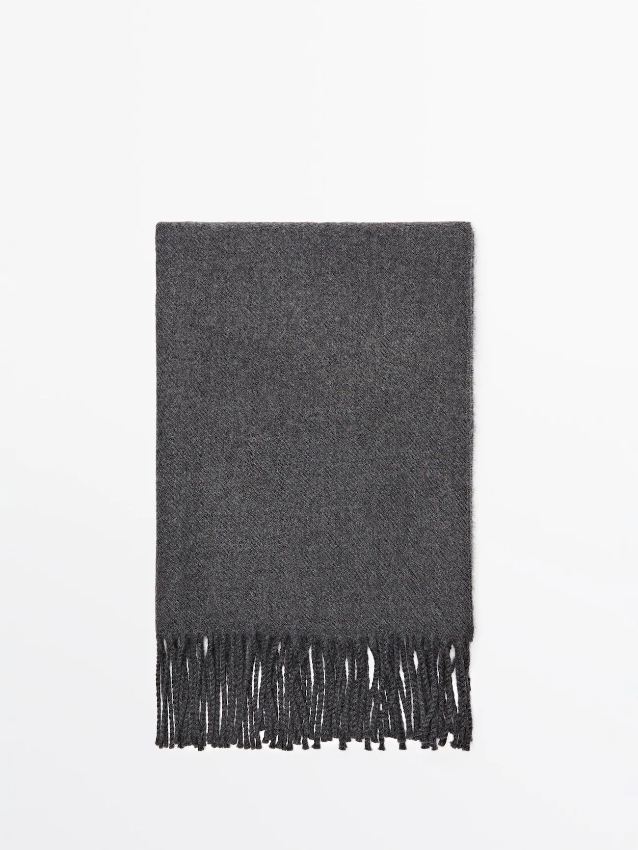 100% wool scarf with fringe detail | Massimo Dutti UK