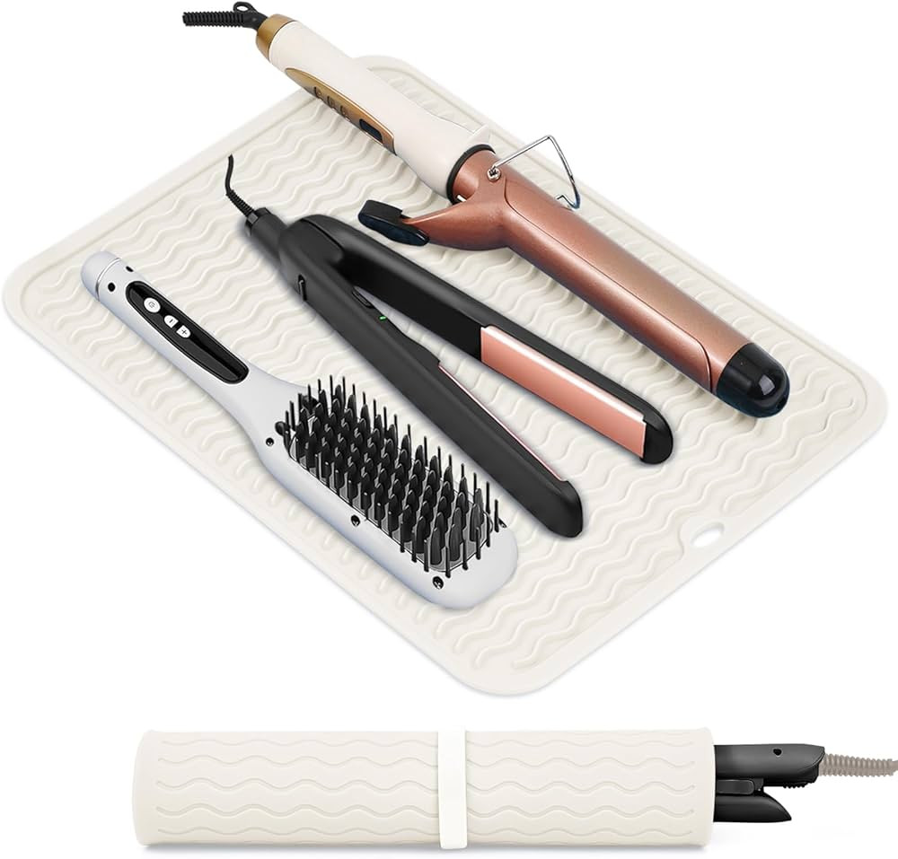 Oversize Silicone Heat Resistant Mat, Portable Travel Mat Cover for Curling Irons, Flat Irons, Ha... | Amazon (US)