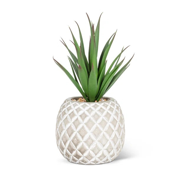 8'' Faux Succulent Plant in Cement Planter | Wayfair North America