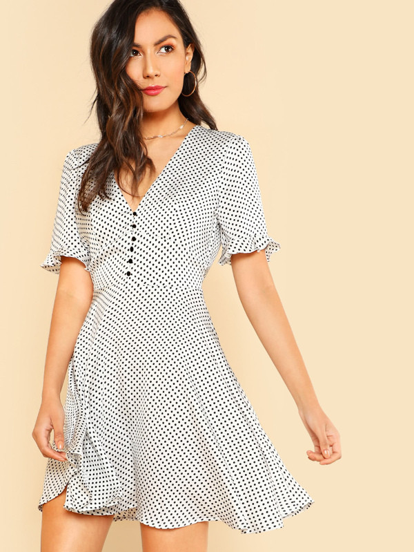 Vestido de lunares con volantes | SHEIN