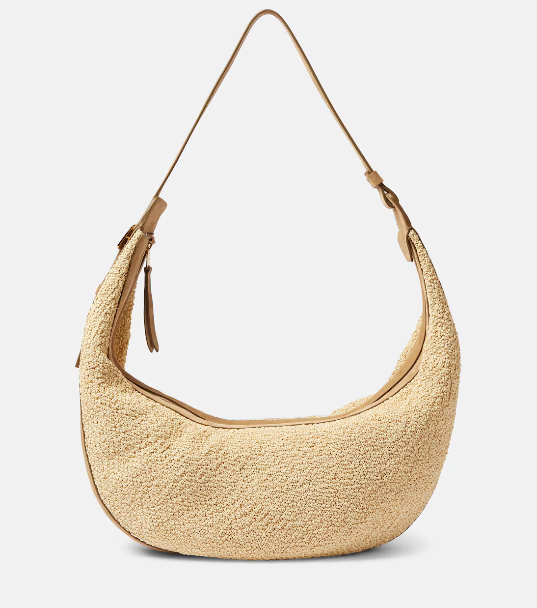 Augustina suede-trimmed raffia shoulder bag | Mytheresa (US/CA)