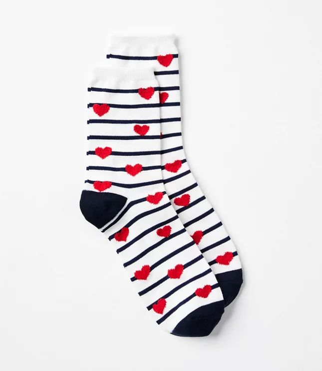Heart Stripe Crew Socks | LOFT