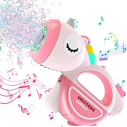 Bubble Machine Gun with Lights Music, Portable Unicorn Bubble Machine for Kids Toddlers Age 1-3 4-8, 360°Leak Proof Auto Bubble Blower with Bubble Solution for 3 4 5 6 7 8 Years Old Outdoor Toys Gifts | Amazon (US)