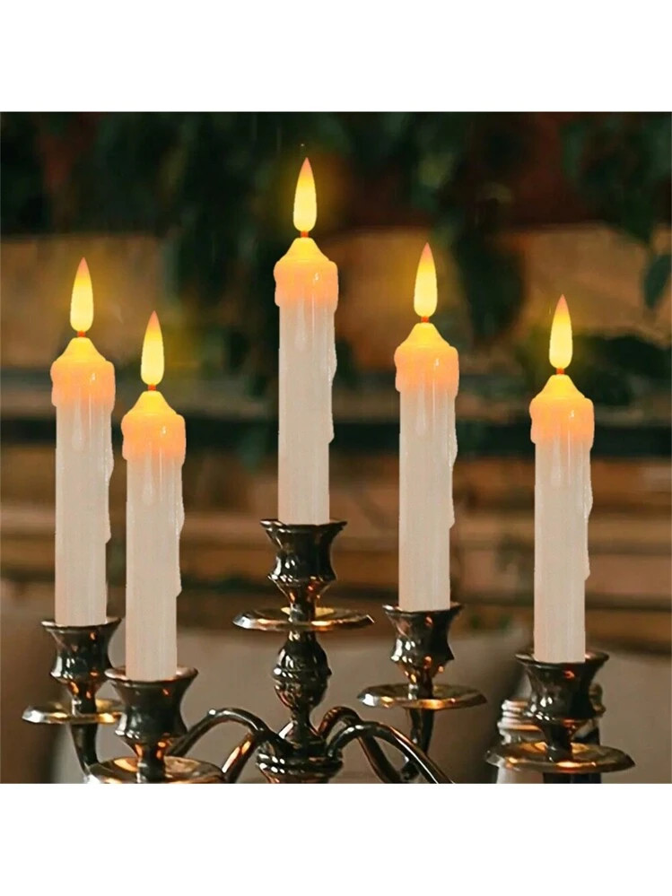 Drip Wax Flameless Taper Candles Flickering Candlesticks 3D Wick Light Candles Lights For Romanti... | SHEIN