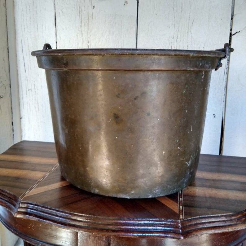 Antique hand-wrought copper bucket with handle, pail, garden planter | Etsy (US)