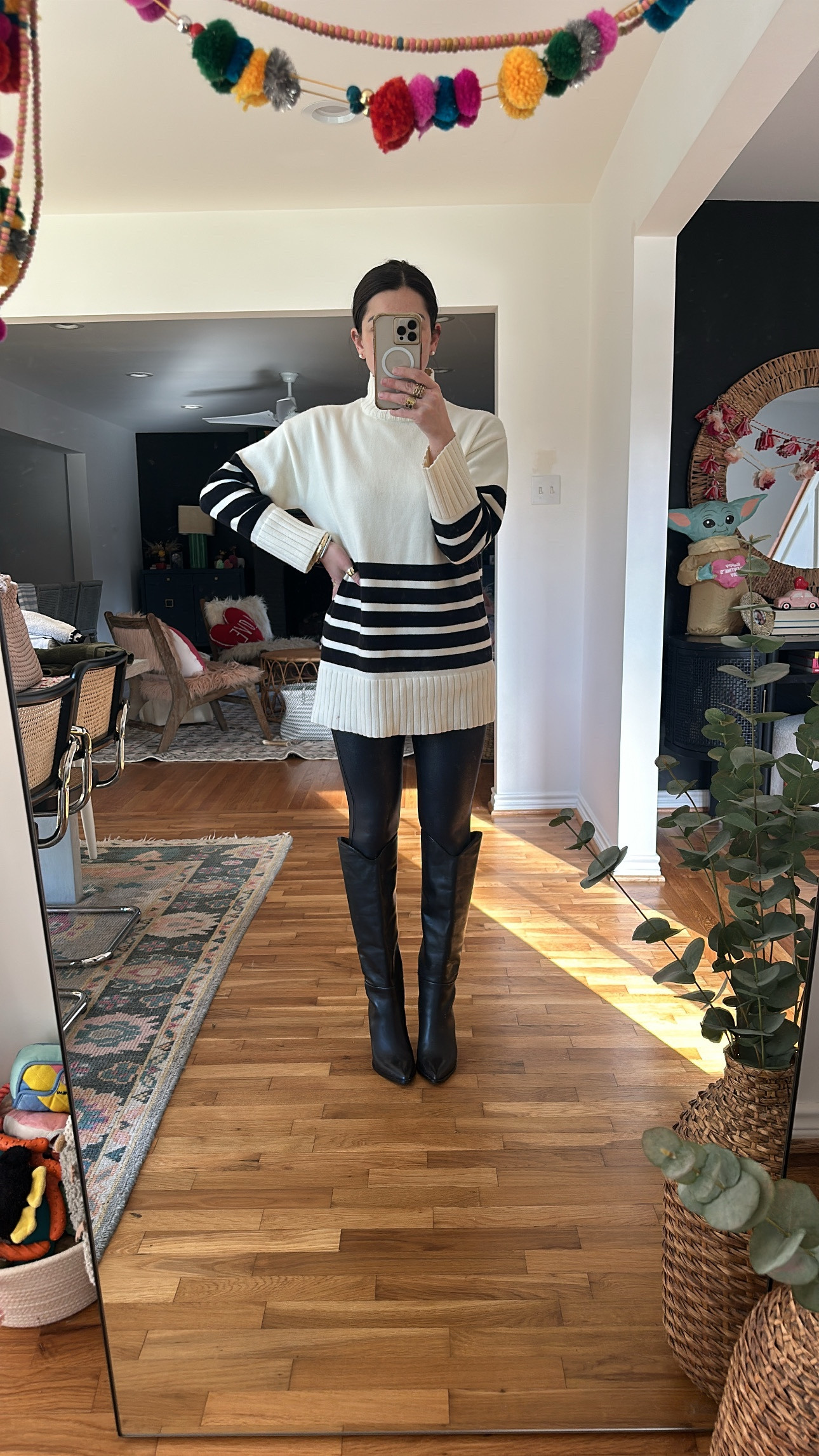 Showing nothing way to wear this super cute sweater from Commense!

Pairing it with some staple pieces - faux leather leggings and an updated, sleek pair for knee high boots 🤩

#LTKSaleAlert #LTKStyleTip #LTKFindsUnder100