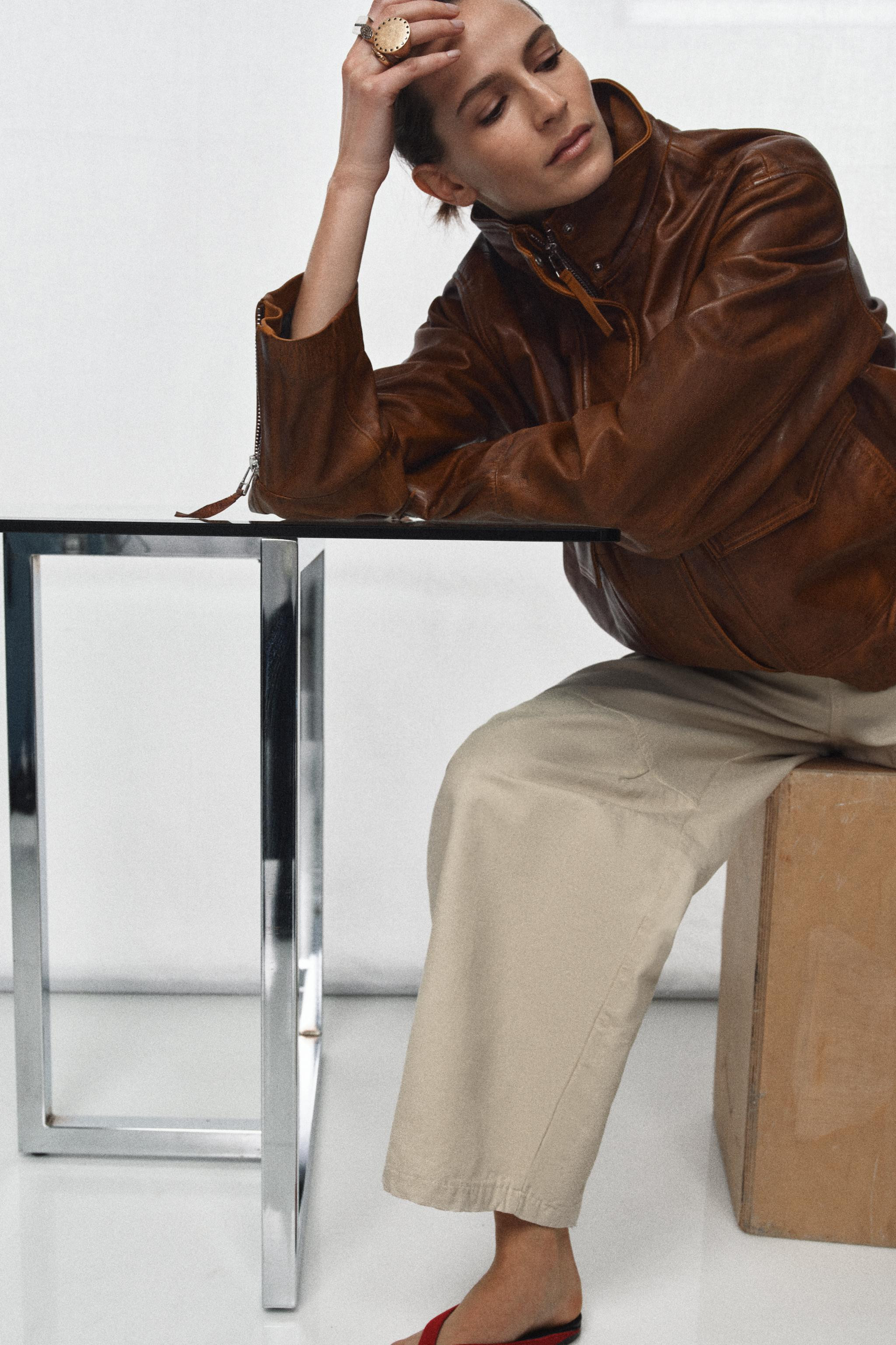 100% LEATHER BOMBER JACKET ZW COLLECTION LIMITED EDITION | Zara US