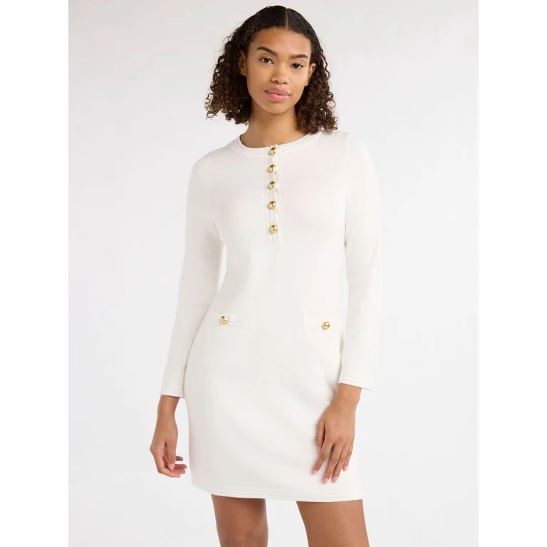 Free Assembly Women’s Henley Mini Sweater Dress, Sizes XS-3XL | Walmart (US)