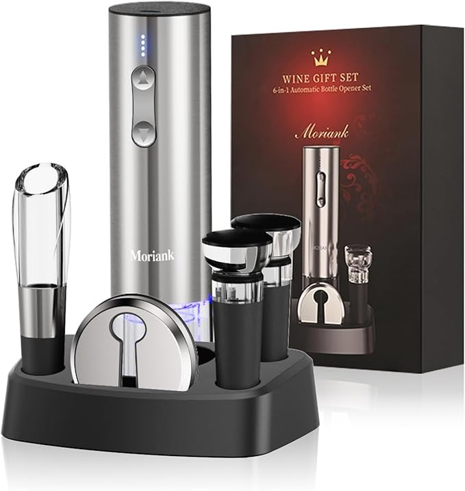 Electric Wine Opener Set with Stand, Wine Gift Set with Rechargeable Wine Opener, Wine Aerator, V... | Amazon (US)