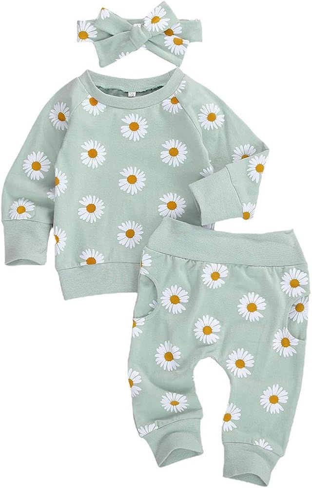 Amazon.com: 0-24M Flower Newborn Infant Baby Girl Clothes Set Long Sleeve Sweatshirts Tops Pants ... | Amazon (US)