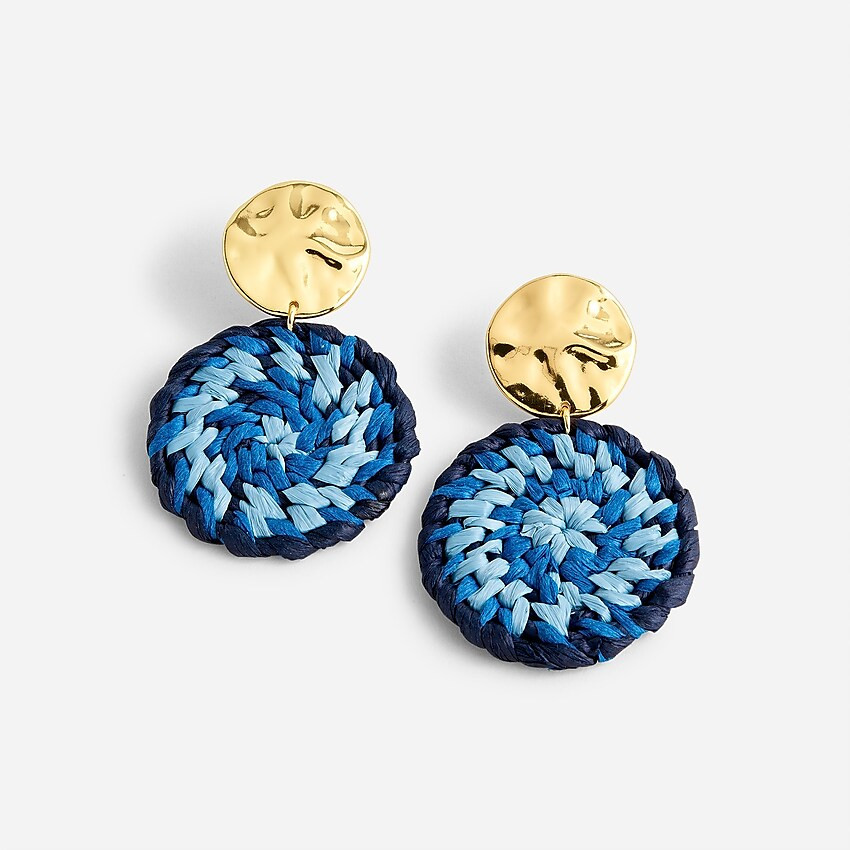 Metal-and-raffia disc earrings | J. Crew US