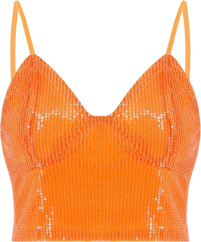 Giovacker Women's Reflective Crop Tops Festival Rave Outfits Girls Club Tank Vest | Amazon (US)