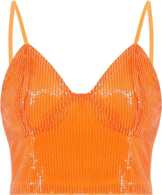 Giovacker Women's Reflective Crop Tops Festival Rave Outfits Girls Club Tank Vest | Amazon (US)