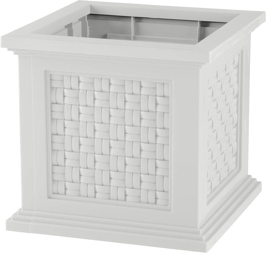 Rattan Style Outdoor Planter Box - 14.65-Inch-Square Decorative Flower or Plant Pot - Garden, Pat... | Amazon (US)