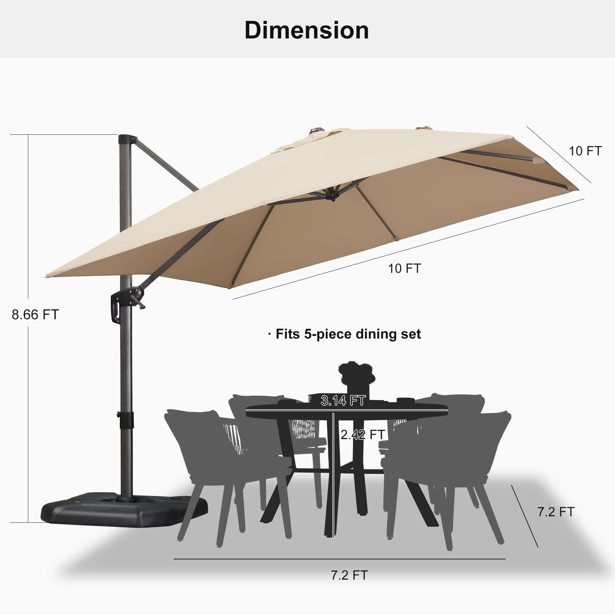 PURPLE LEAF 10 Feet Patio Umbrella Outdoor Cantilever Square Umbrella Aluminum Offset Umbrella wi... | Amazon (US)