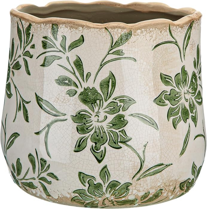 Bokon 7 x 6.3 Inch Ceramic Planter Vintage Scroll Planter Decorative Plant Pots with Crackle Glaz... | Amazon (US)