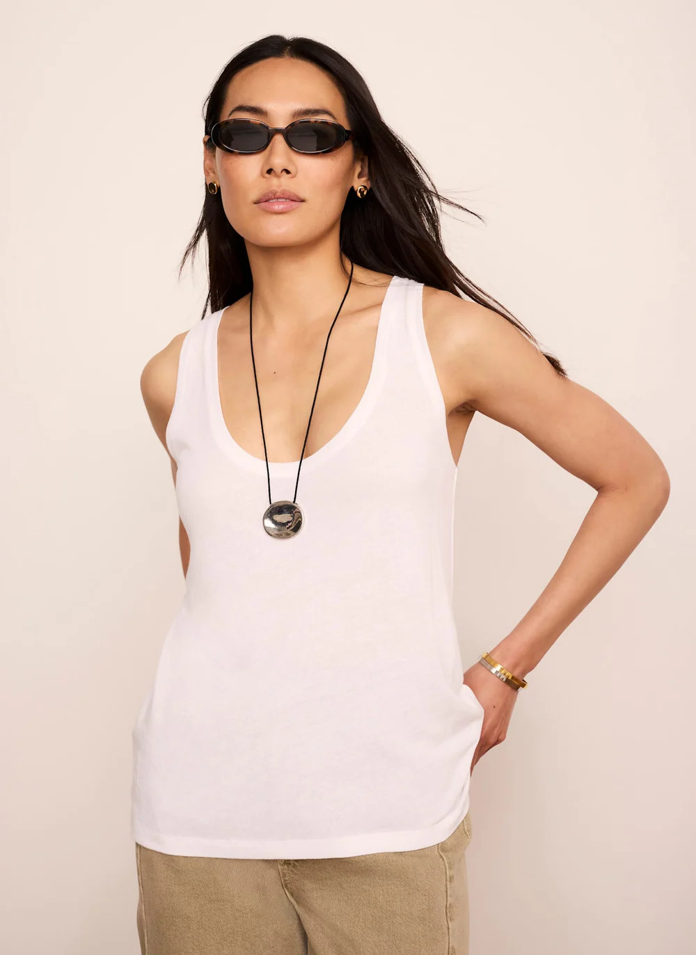 White Linen Blend Vest Top | Mint Velvet