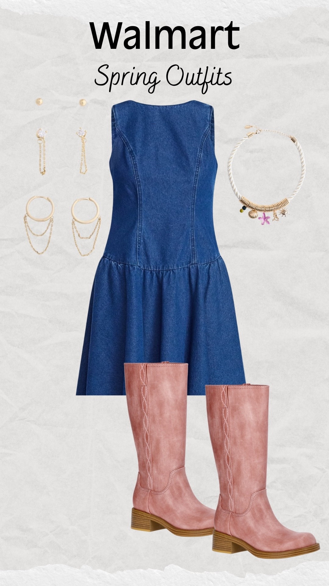 Walmart spring outfit, affordable denim dress and bootss

#LTKootd #LTKgrwm