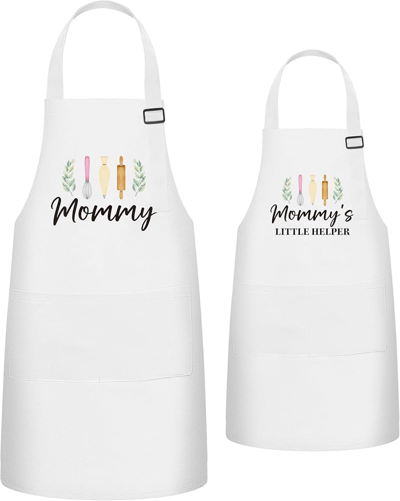 R HORSE 2Pcs Adults Kids Matching Apron Set Mommy and Me Adjustable Kitchen Apron with 2 Pockets ... | Amazon (US)