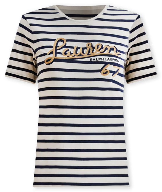 Women's Logo Striped Cotton-Blend Jersey Tee | Macy's