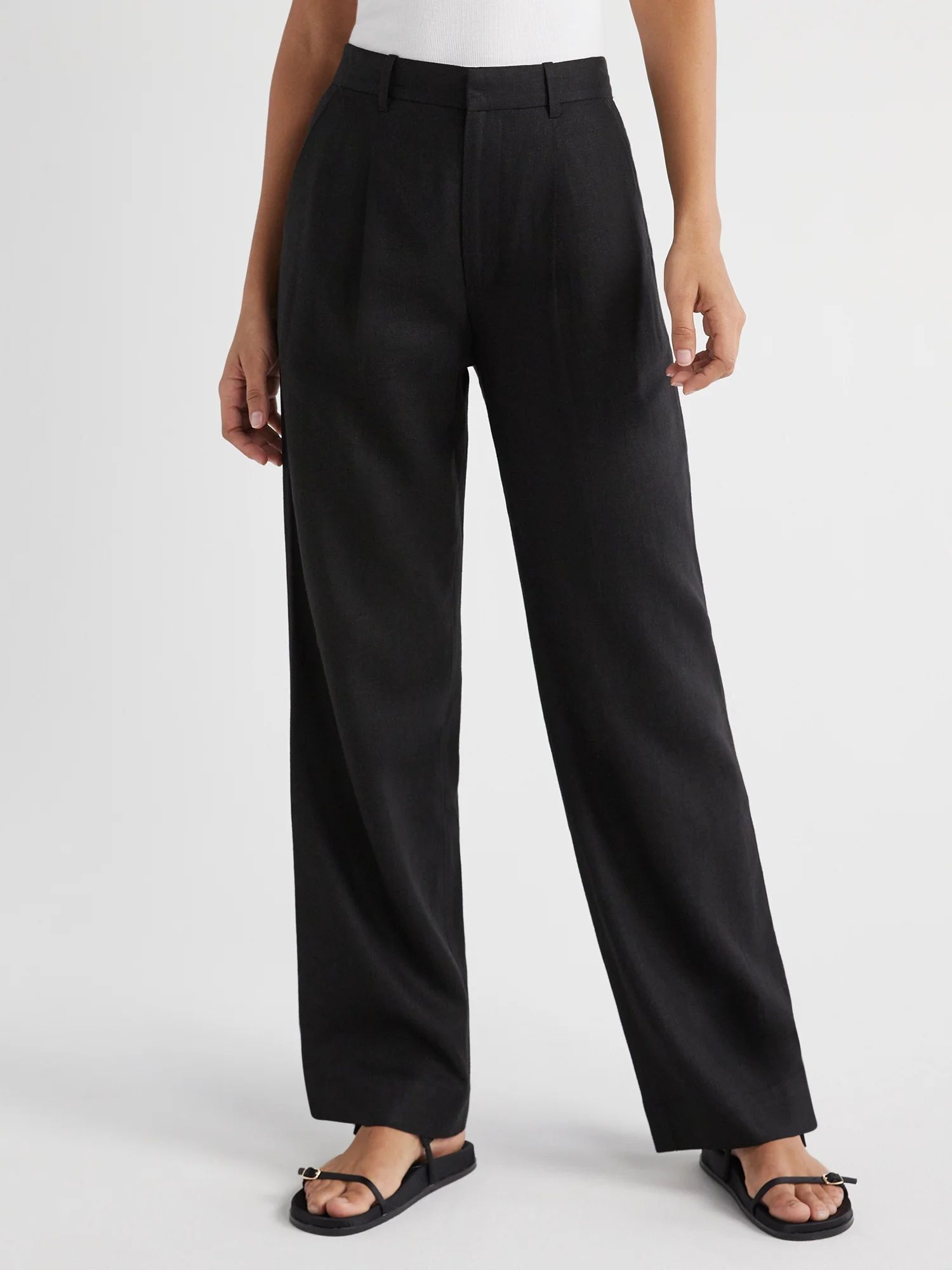 Free Assembly Women’s High-Rise Wide-Leg Pleated Pants, 32” Inseam, Sizes 0-20 | Walmart (US)