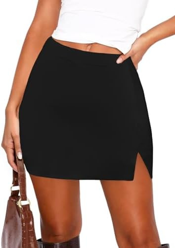 Women's Side Slit High Waisted Mini Skirt Stretchy Bodycon Skort 2025 Y2K Club Skirts with Undern... | Amazon (US)
