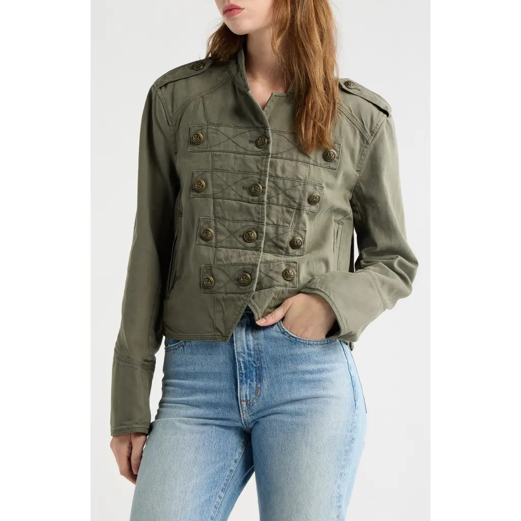 Free People Ryland Cotton & Linen Band Jacket in Laurel Canyon at Nordstrom, Size X-Large | Nordstrom